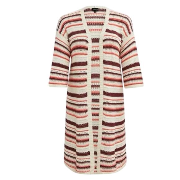 Torrid 2 Kimono Cardigan - Cotton Multi Stripes NWOT - Picture 1 of 5